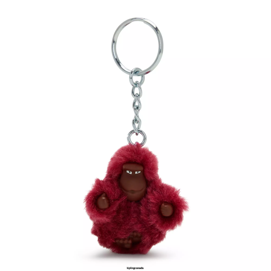 Women Keychains Kipling Beet Red Sven Extra Small Monkey Keychain FHZD709