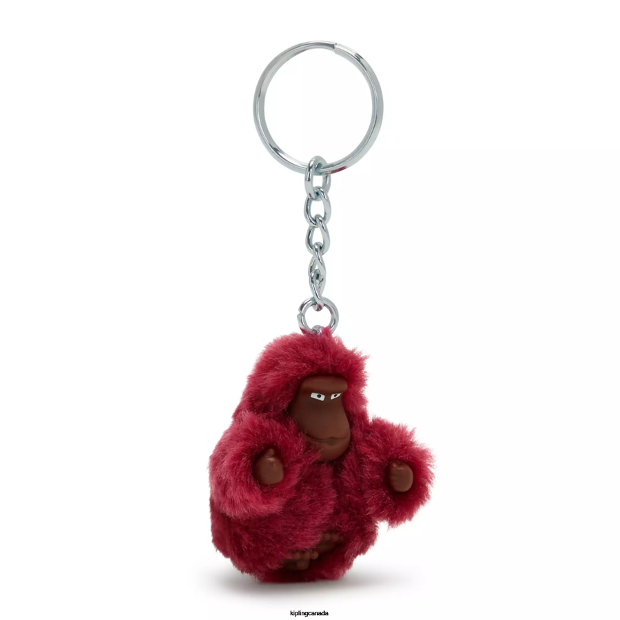 Women Keychains Kipling Beet Red Sven Extra Small Monkey Keychain FHZD709