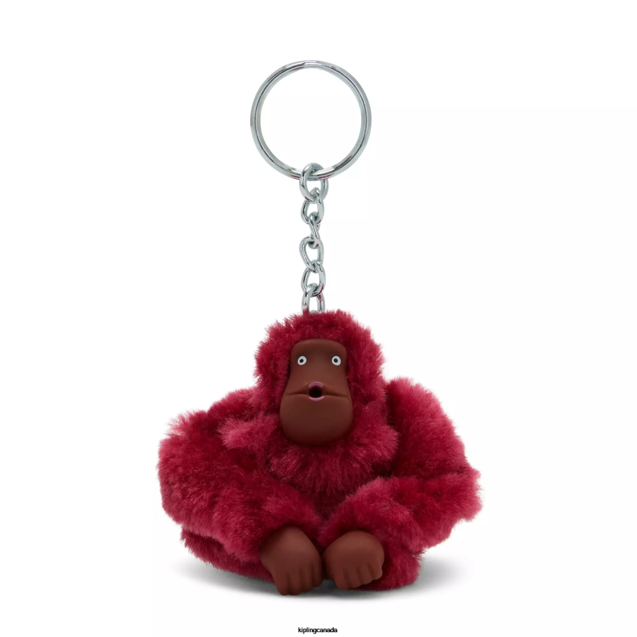Women Keychains Kipling Beet Red Sven Small Monkey Keychain FHZD677