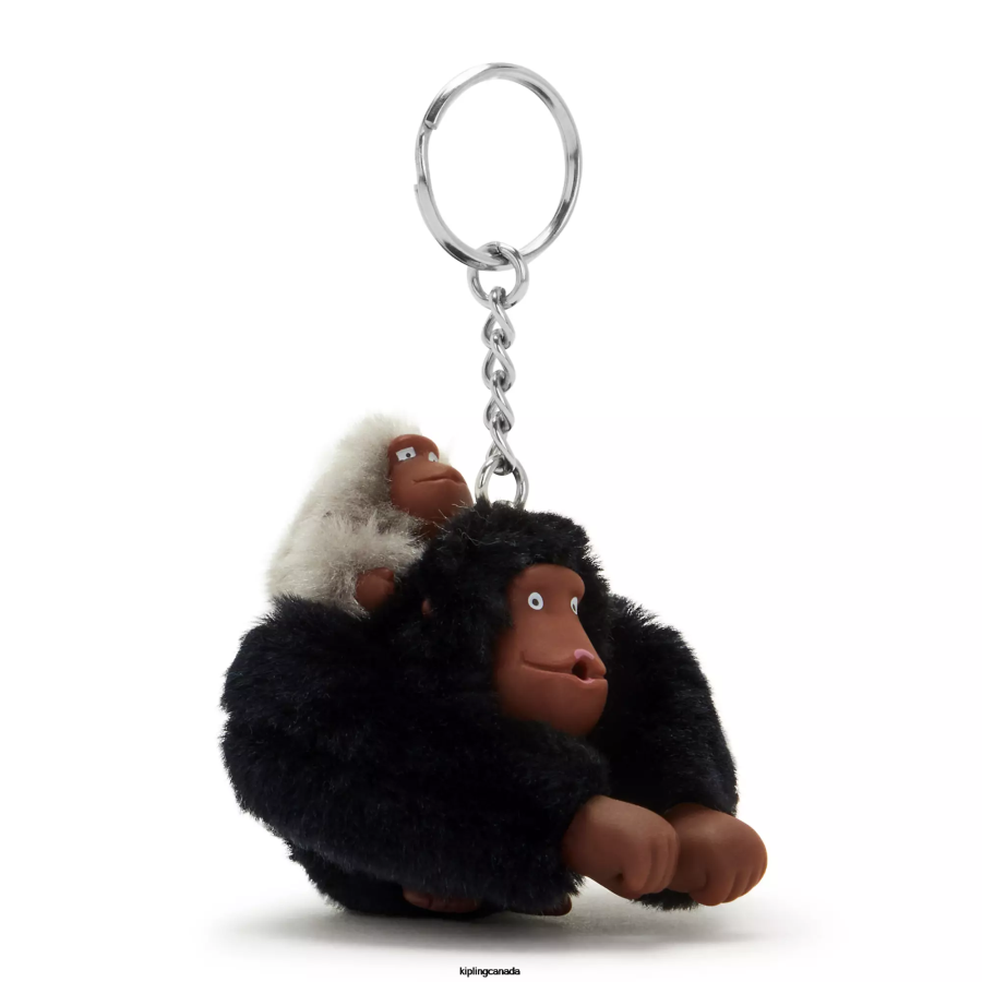 Women Keychains Kipling Black Tonal Mom And Baby Mom and Baby Sven Monkey Keychain FHZD688