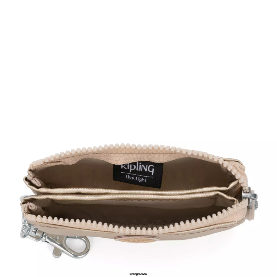 Women Keychains Kipling Starry Gold Metallic Creativity Mini Pouch Metallic Keychain FHZD610