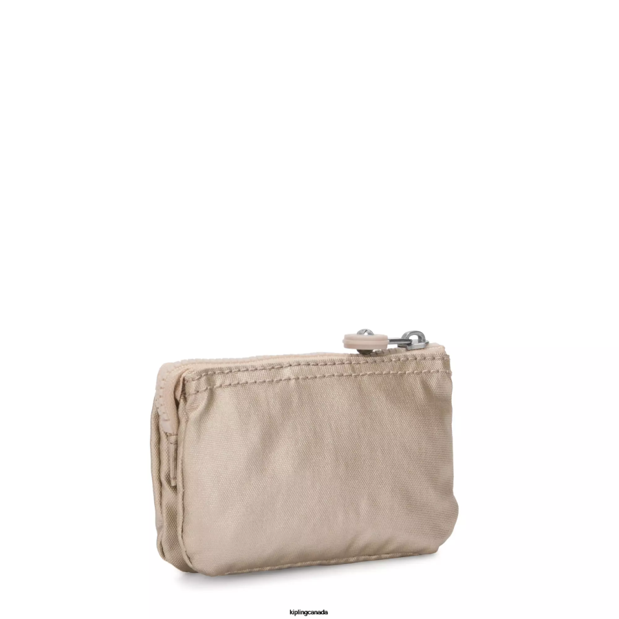 Women Keychains Kipling Starry Gold Metallic Creativity Mini Pouch Metallic Keychain FHZD610