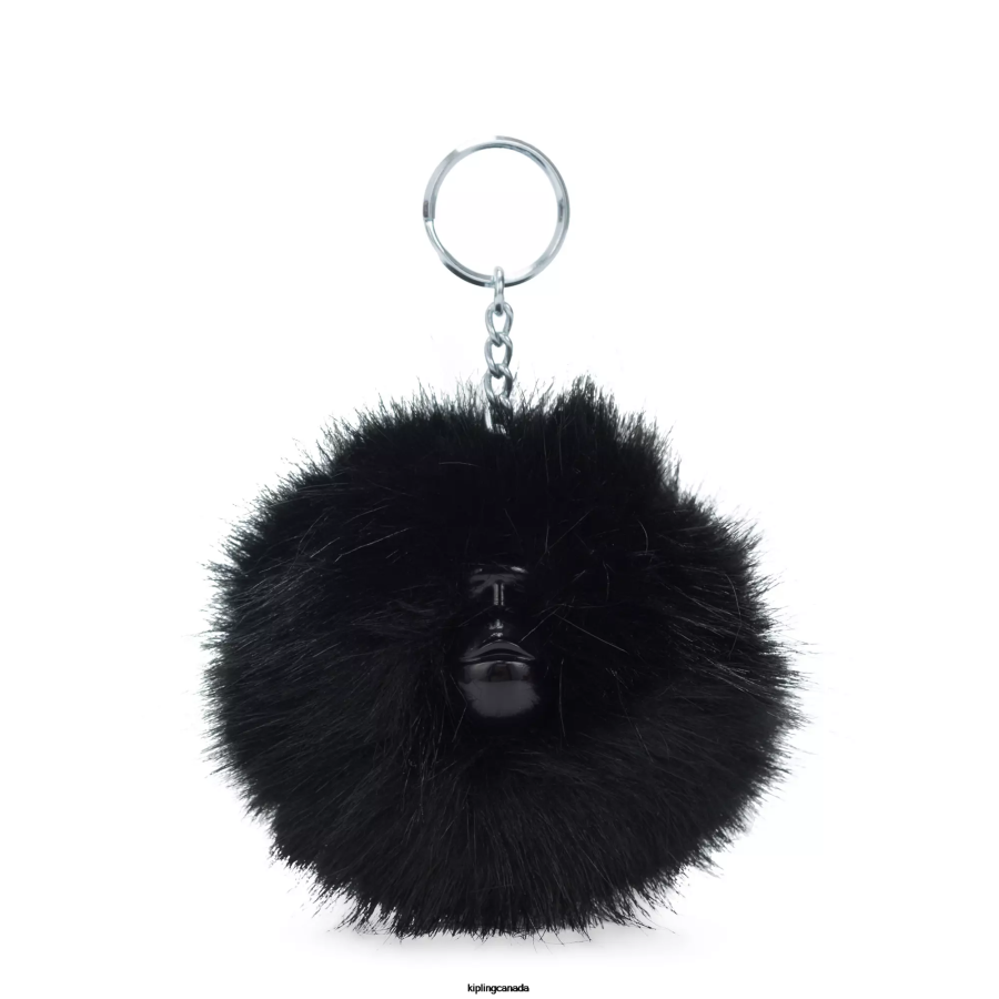 Women Keychains Kipling True Black Pompom Monkey Keychain FHZD730