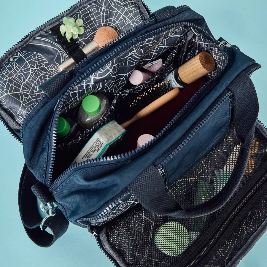 Women Pouches Kipling Blue Bleu Palm Beach Toiletry Bag FHZD545