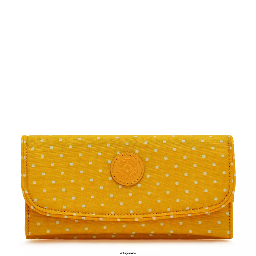 Women Wallets & Wristlets Kipling Soft Dot Yellow Money Land Printed Snap Wallet FHZD310