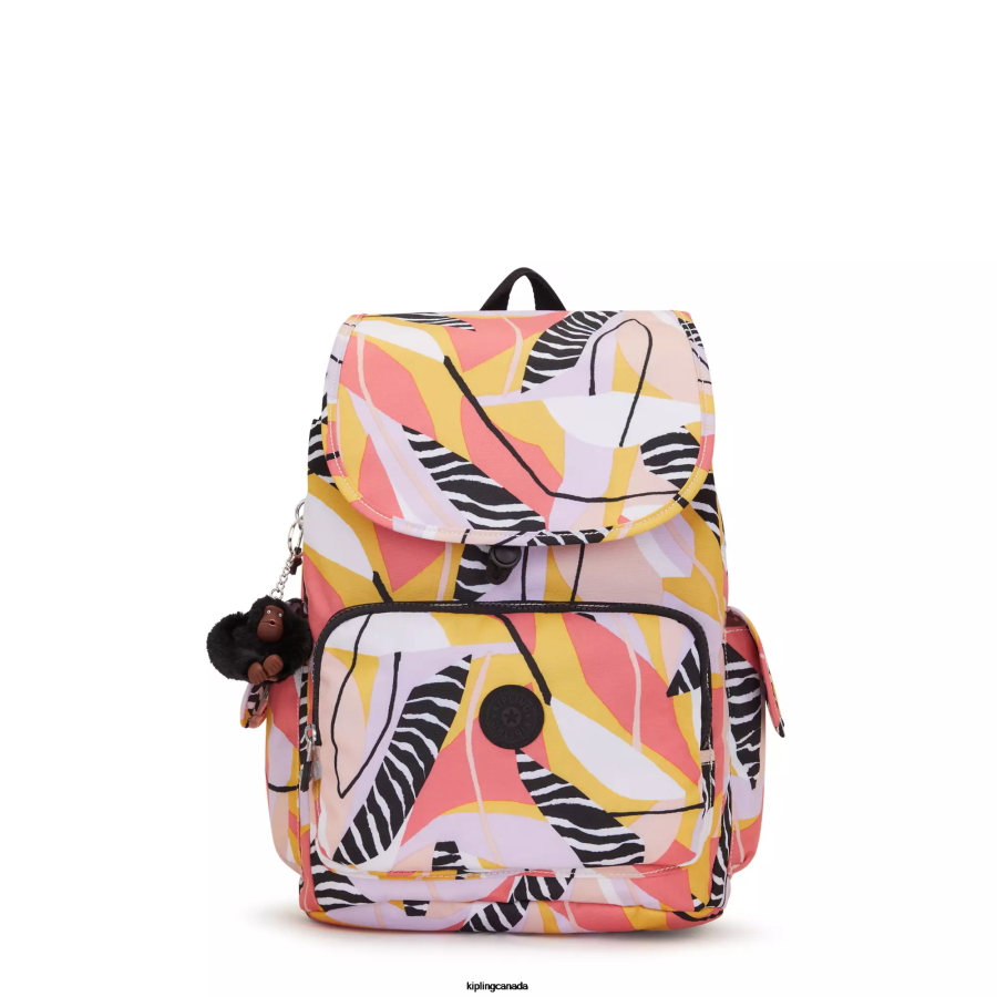 Women Fashion Backpacks Kipling Abstract Leave City Pack Printed Backpack FHZD339