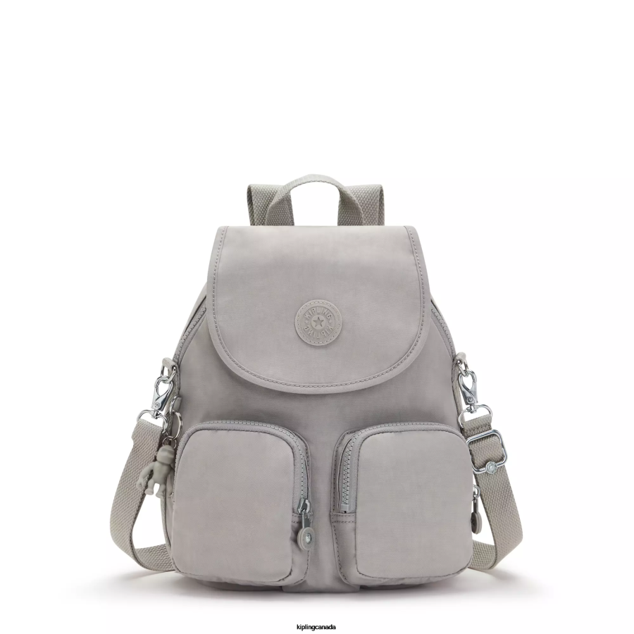 Women Fashion Backpacks Kipling Grey Gris Firefly Up Convertible Backpack FHZD401