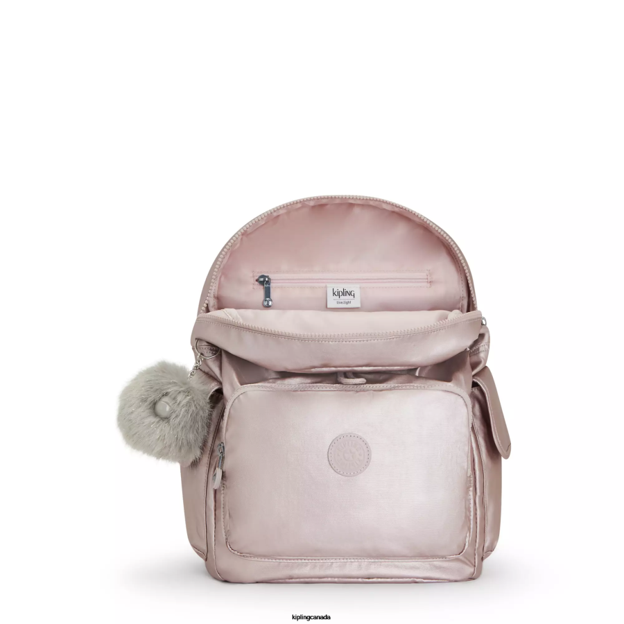 Women Fashion Backpacks Kipling Metallic Rose City Pack Metallic Backpack FHZD340