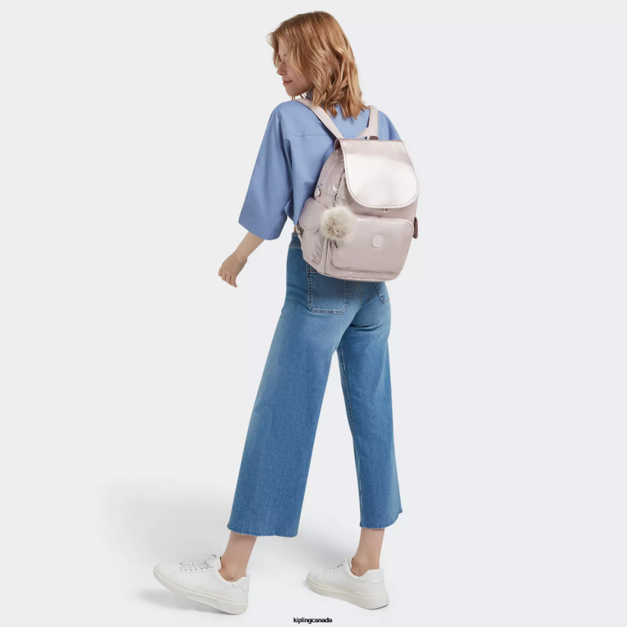 Women Fashion Backpacks Kipling Metallic Rose City Pack Metallic Backpack FHZD340