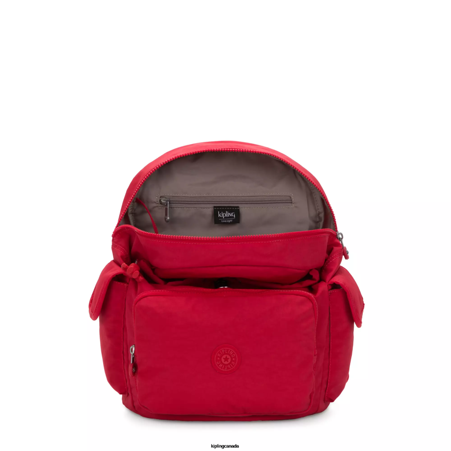 Women Fashion Backpacks Kipling Red Rouge City Pack Backpack FHZD354