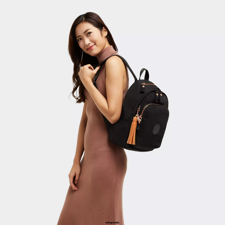 Women Fashion Backpacks Kipling Rose Black Delia Backpack FHZD424
