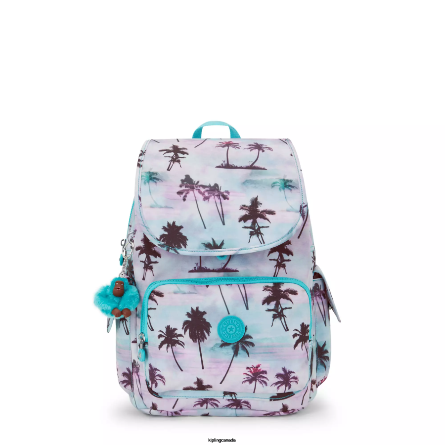 Women Fashion Backpacks Kipling Shadow Palm Print City Pack Printed Backpack FHZD338