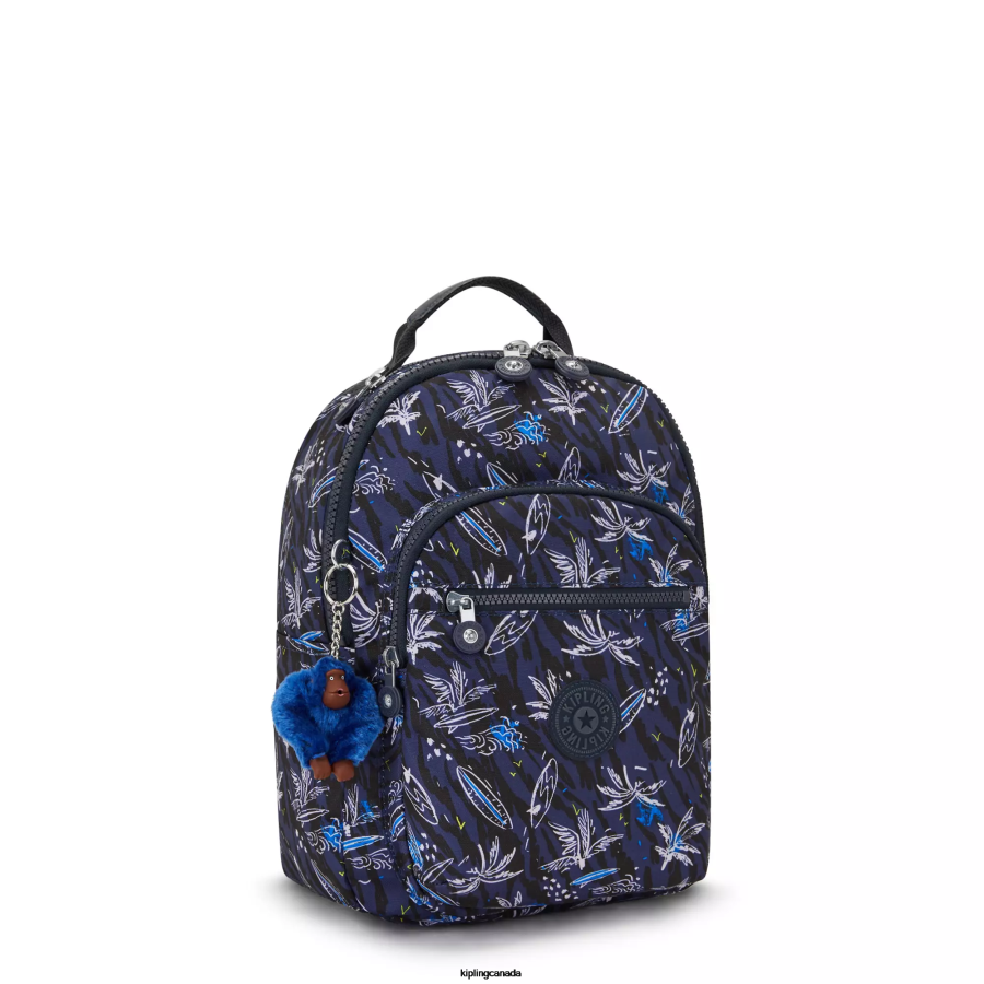 Women Fashion Backpacks Kipling Surf Sea Print Seoul Small Printed Tablet Backpack FHZD348