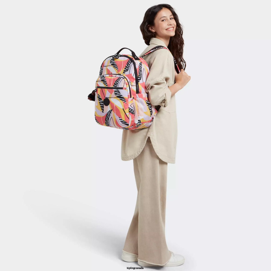 Women Laptop Backpacks Kipling Abstract Leave Seoul Large Printed 15