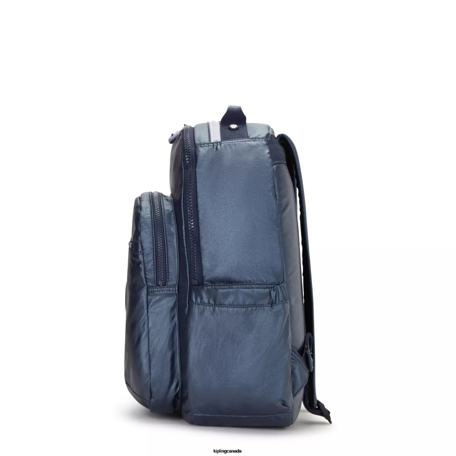 Women Laptop Backpacks Kipling Admiral Blue Seoul Large Metallic 15