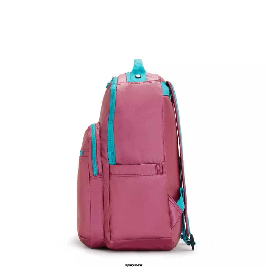 Women Laptop Backpacks Kipling Fresh Pink Metallic Seoul Large Metallic 15