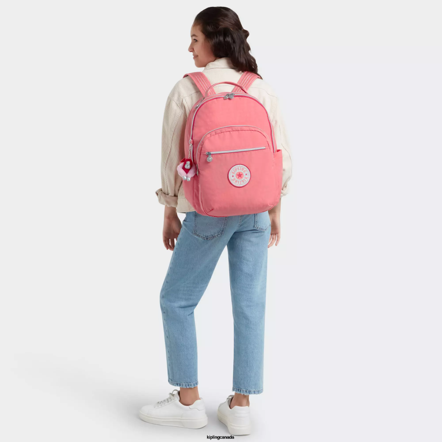 Women Laptop Backpacks Kipling Joyous Pink Fun Seoul Large 15