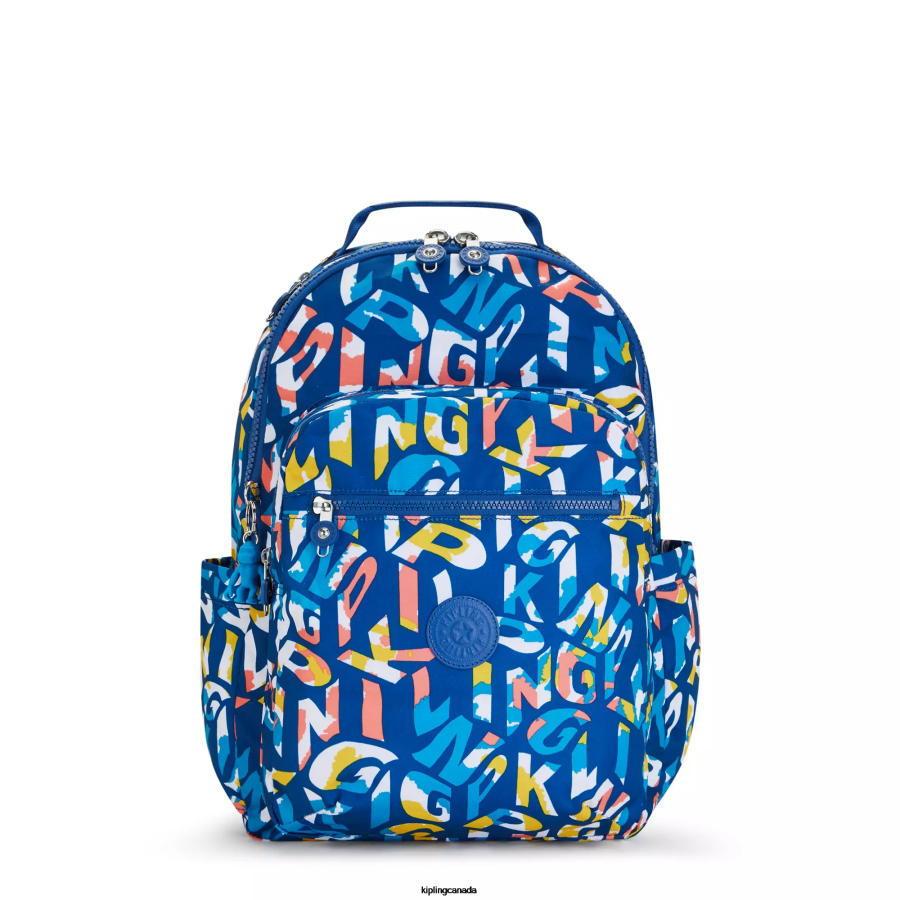 Women Laptop Backpacks Kipling Neon Seoul Large Printed 15" Laptop Backpack FHZD344