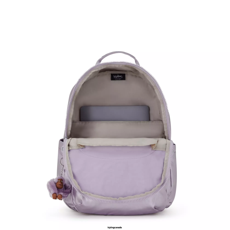 Women Laptop Backpacks Kipling Orchid Metallic Seoul Large Metallic 15
