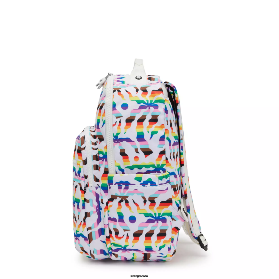 Women Laptop Backpacks Kipling Rainbow Palm Seoul Large Printed 15