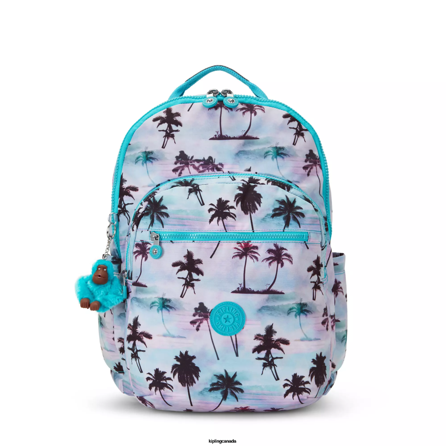 Women Laptop Backpacks Kipling Shadow Palm Print Seoul Extra Large Printed 17" Laptop Backpack FHZD453