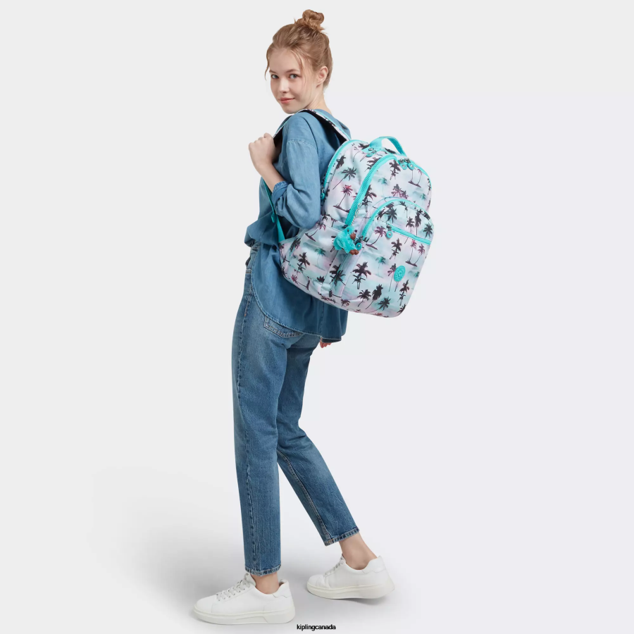 Women Laptop Backpacks Kipling Shadow Palm Print Seoul Extra Large Printed 17