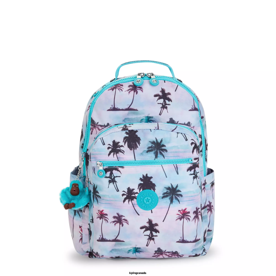 Women Laptop Backpacks Kipling Shadow Palm Print Seoul Large Printed 15" Laptop Backpack FHZD465