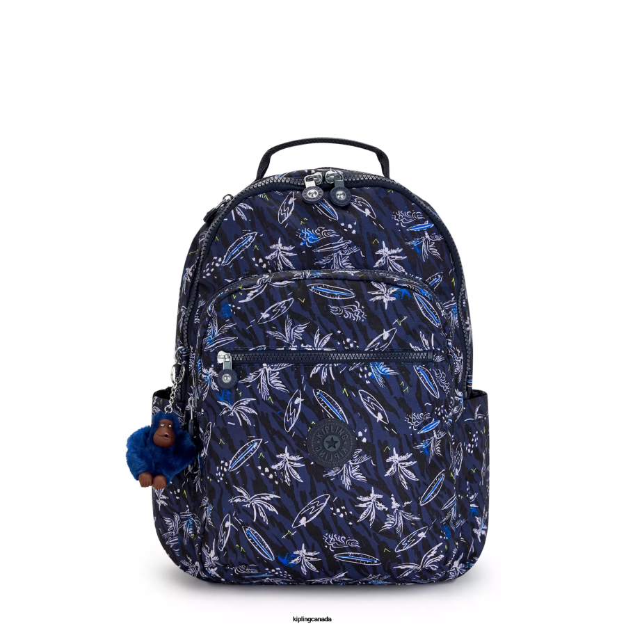 Women Laptop Backpacks Kipling Surf Sea Print Seoul Large Printed 15" Laptop Backpack FHZD464