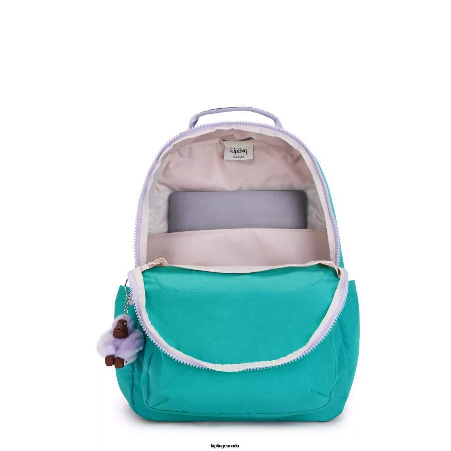 Women Laptop Backpacks Kipling Surfer Green Seoul Large 15