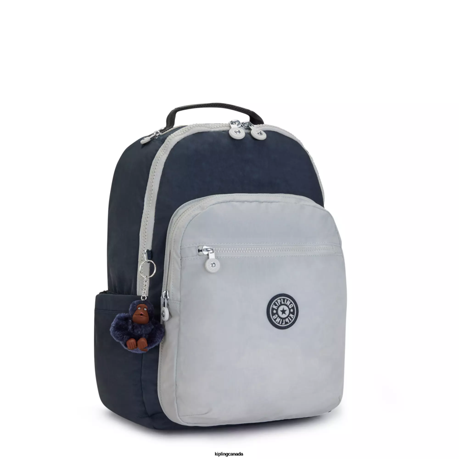 Women Laptop Backpacks Kipling True Blue Grey Seoul Large 15
