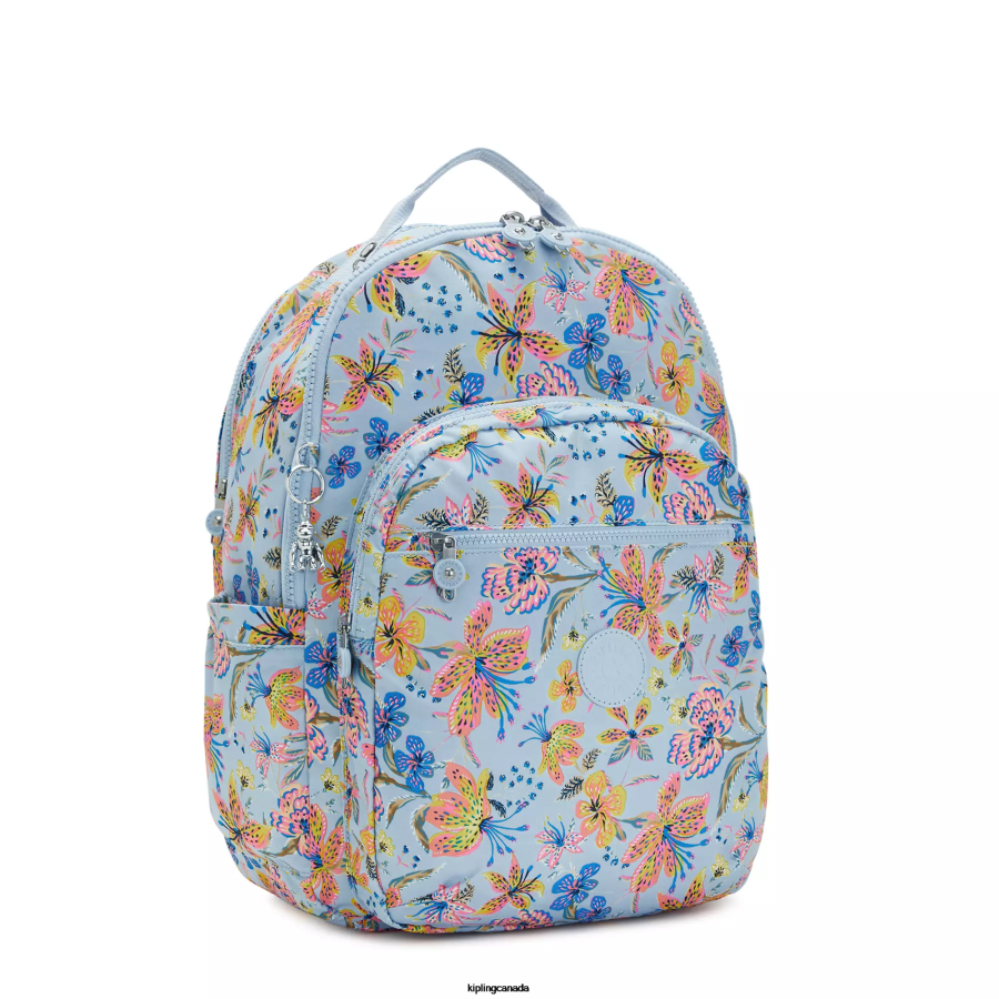 Women Laptop Backpacks Kipling Wild Flowers Seoul Extra Large Printed 17