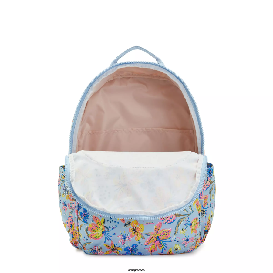 Women Laptop Backpacks Kipling Wild Flowers Seoul Extra Large Printed 17