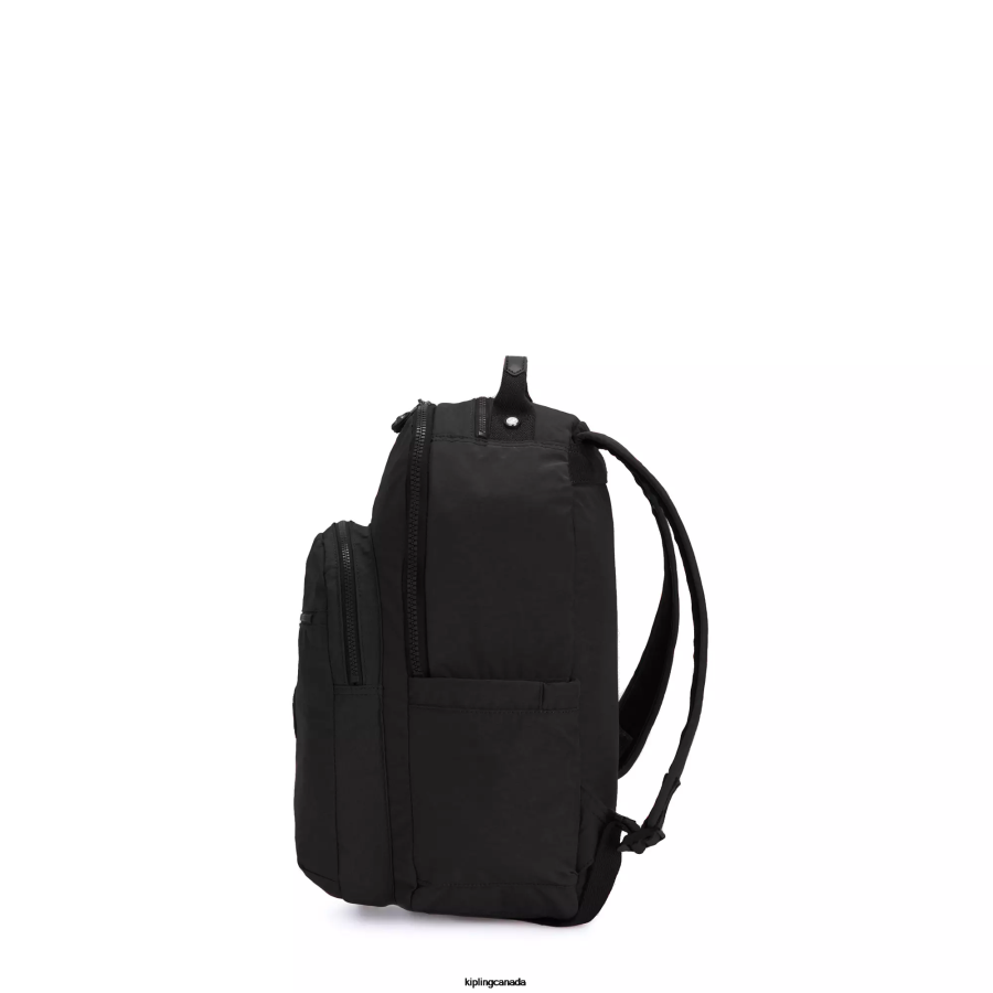 Women Monogrammable Kipling Black Noir Seoul Small Tablet Backpack FHZD420