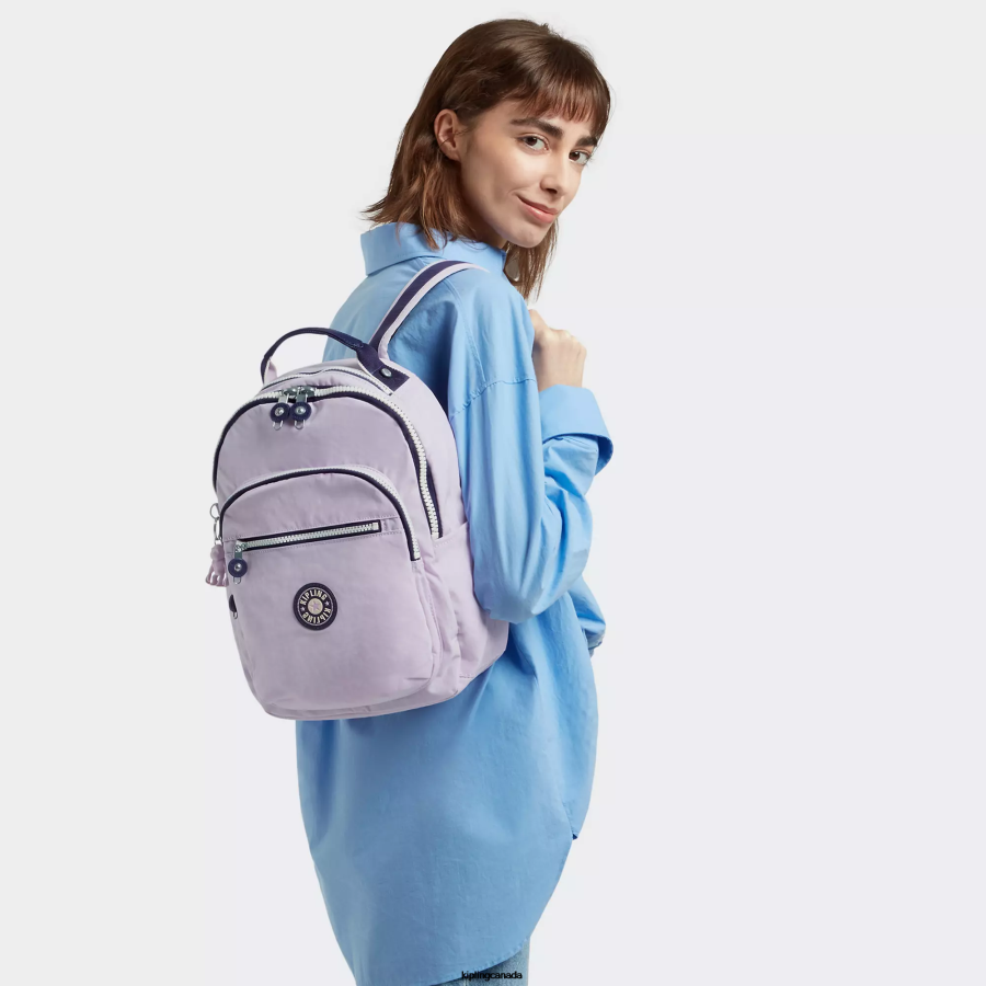 Women Monogrammable Kipling Gentle Lilac Block Seoul Small Tablet Backpack FHZD423