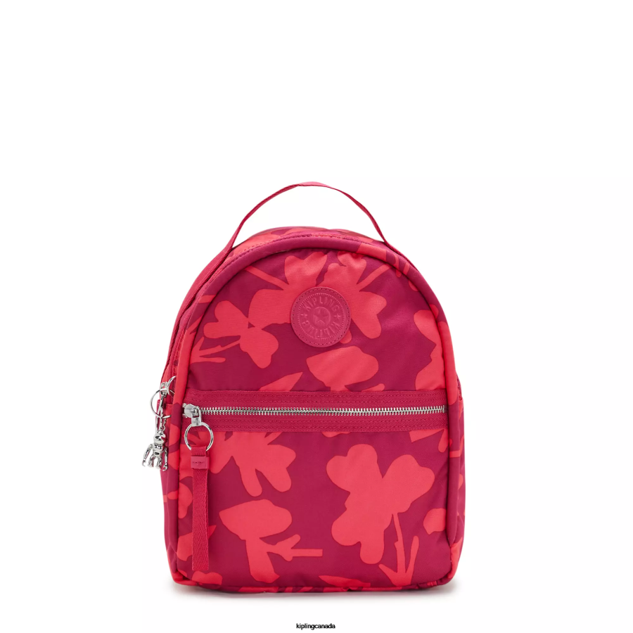 Women Small Backpacks Kipling Coral Flowers Kae Printed Backpack FHZD376