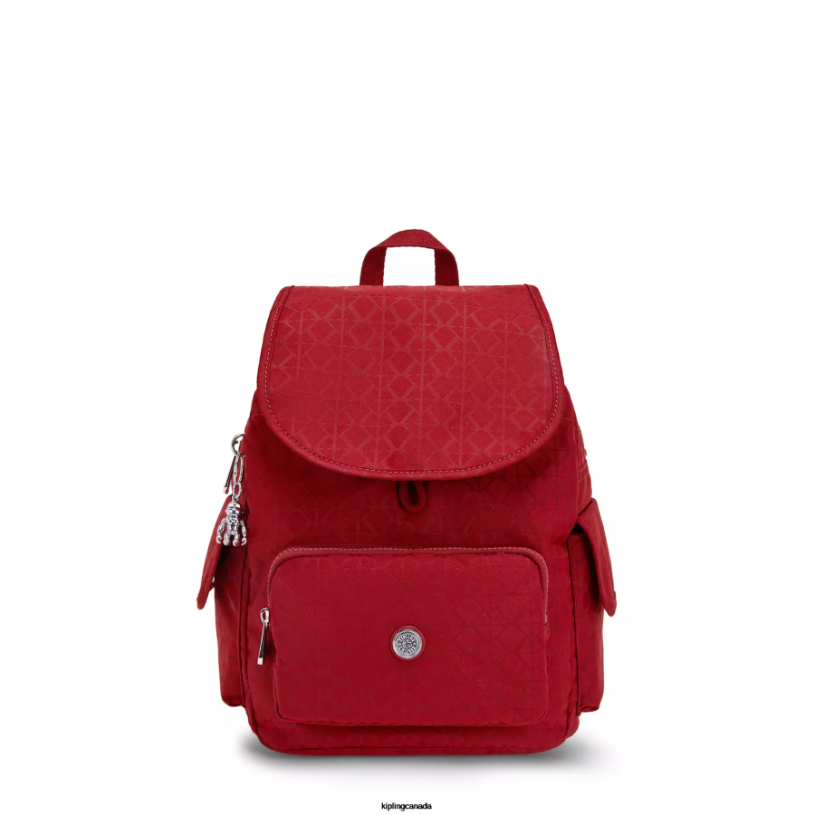 Women Small Backpacks Kipling Signature Red City Pack Small Backpack FHZD357