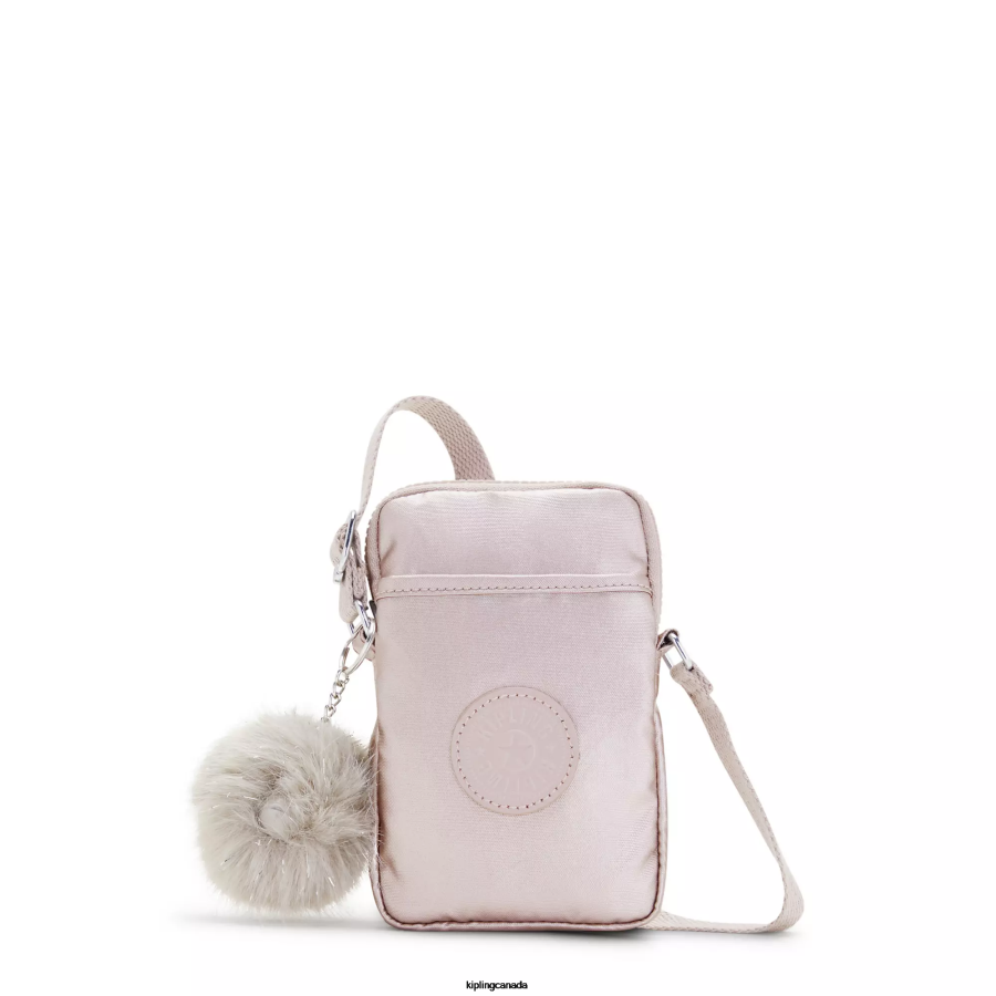 Women Crossbody Bags Kipling Metallic Rose Tally Metallic Crossbody Phone Bag FHZD58