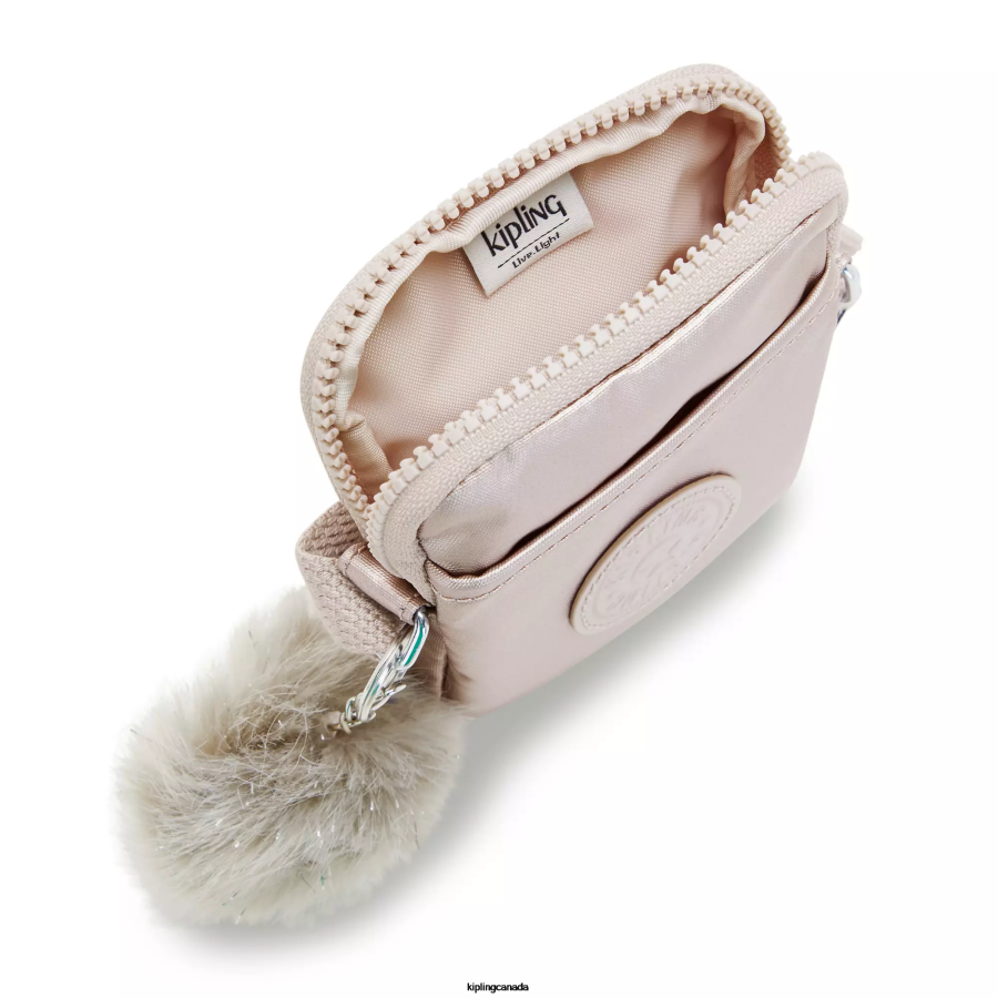 Women Crossbody Bags Kipling Metallic Rose Tally Metallic Crossbody Phone Bag FHZD58