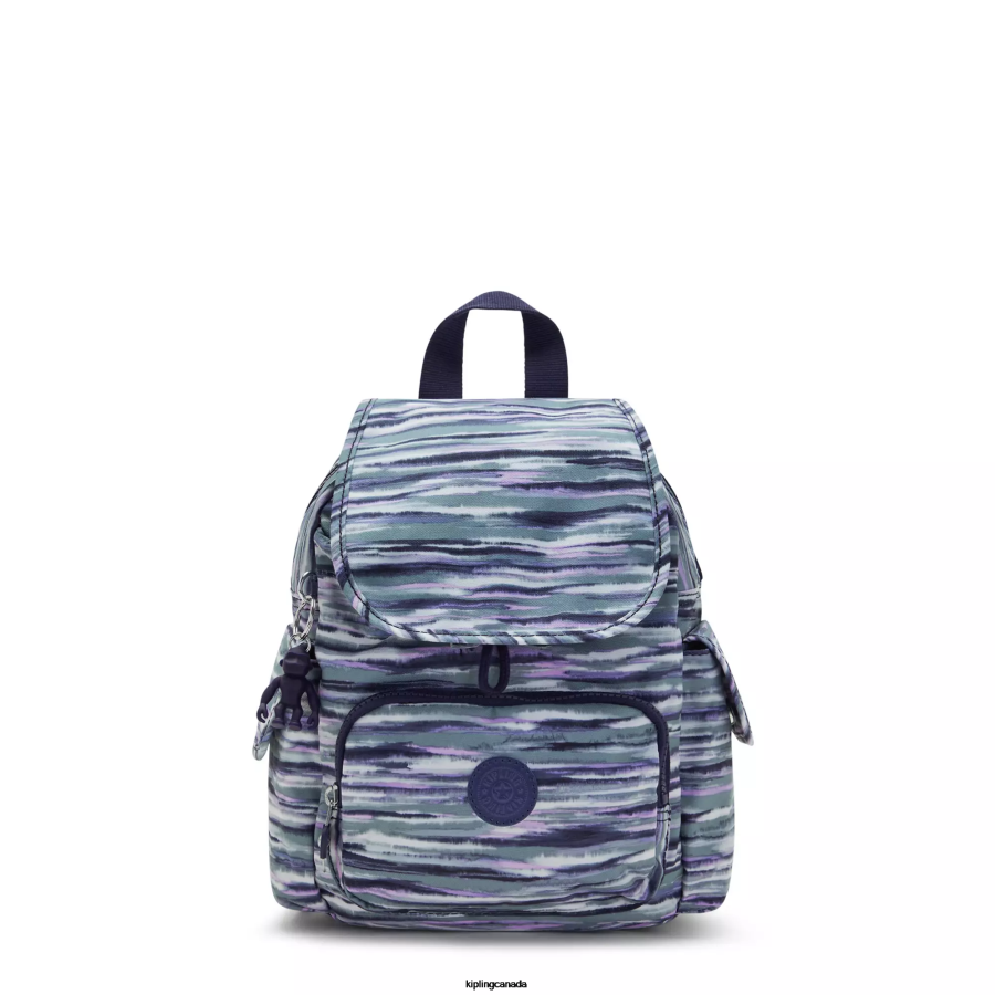 Women Mini Bags Kipling Brush Stripes City Pack Mini Printed Backpack FHZD497
