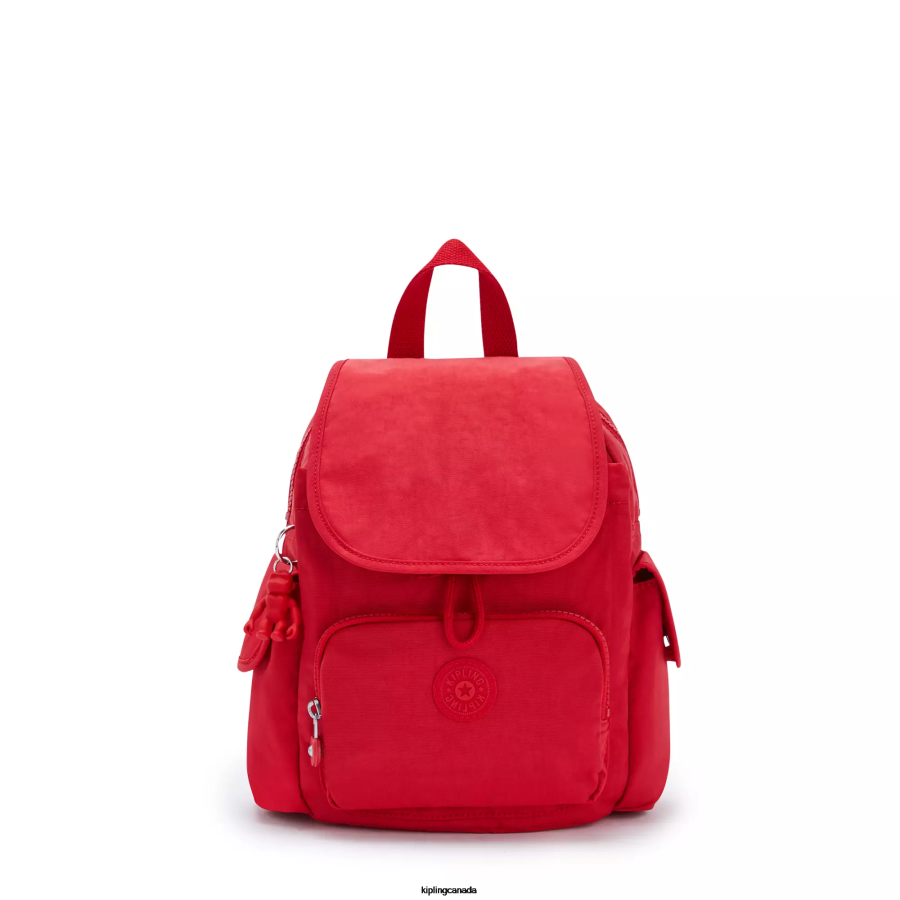 Women Mini Bags Kipling Red Rouge City Pack Mini Backpack FHZD415