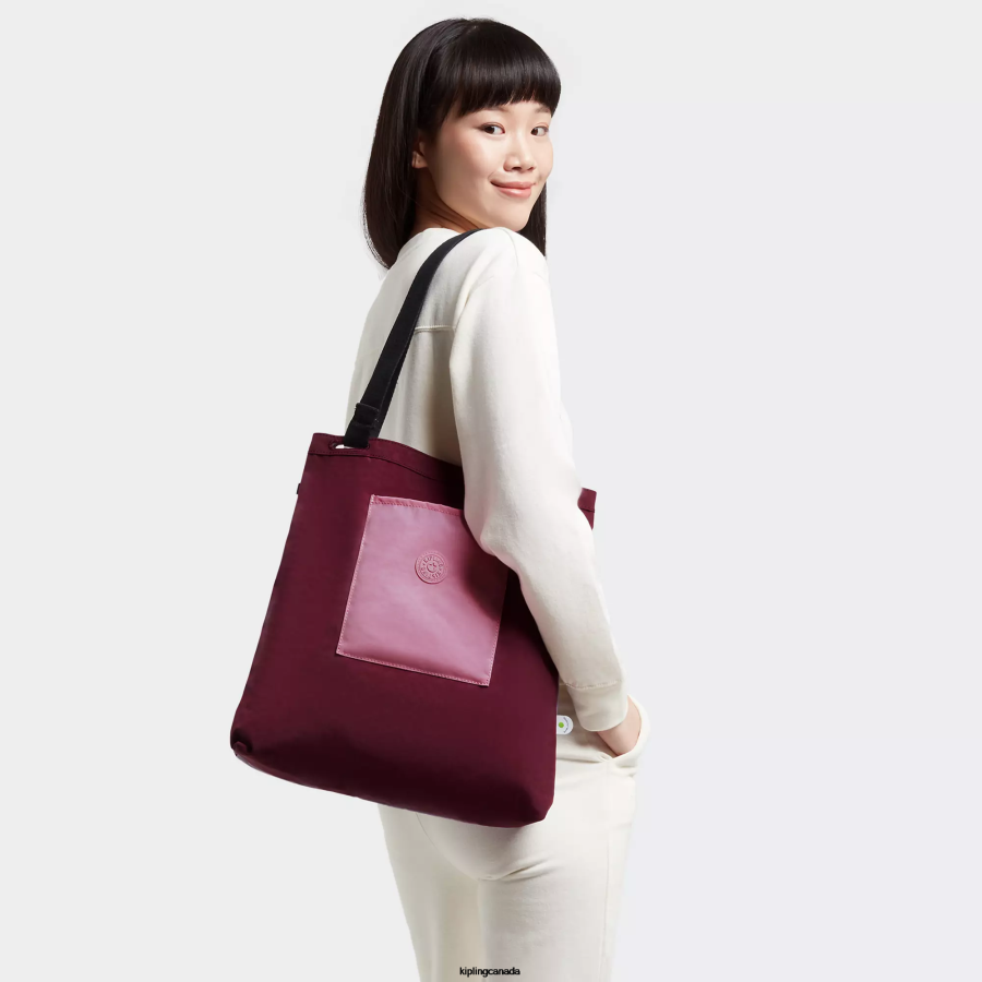 Women Tote Bags Kipling Dark Fushia Annas Tote Bag FHZD273
