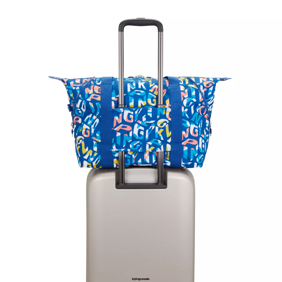 Women Tote Bags Kipling Neon Art Medium Printed Tote Bag FHZD259