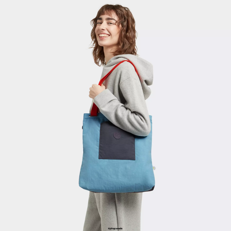 Women Tote Bags Kipling Pool Blue Annas Tote Bag FHZD272