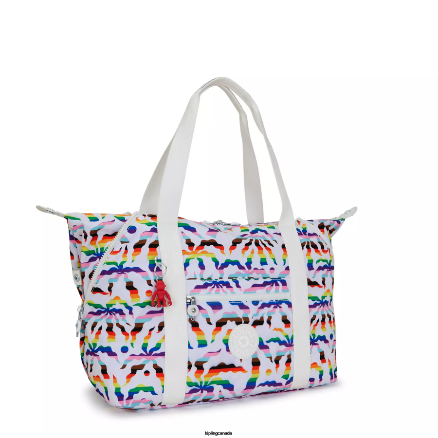 Women Tote Bags Kipling Rainbow Palm Art Medium Printed Tote Bag FHZD261