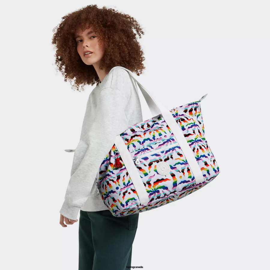 Women Tote Bags Kipling Rainbow Palm Art Medium Printed Tote Bag FHZD261