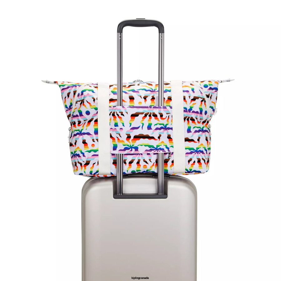 Women Tote Bags Kipling Rainbow Palm Art Medium Printed Tote Bag FHZD261