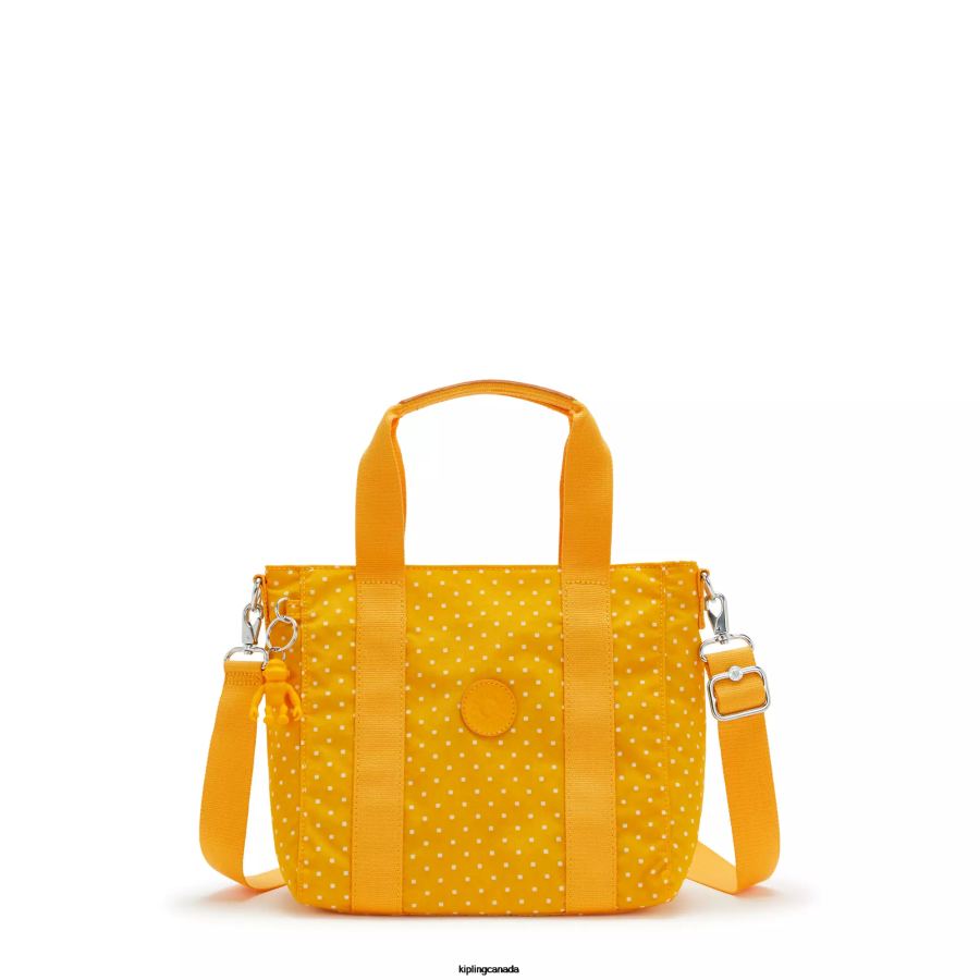 Women Tote Bags Kipling Soft Dot Yellow Asseni Mini Printed Tote Bag FHZD83