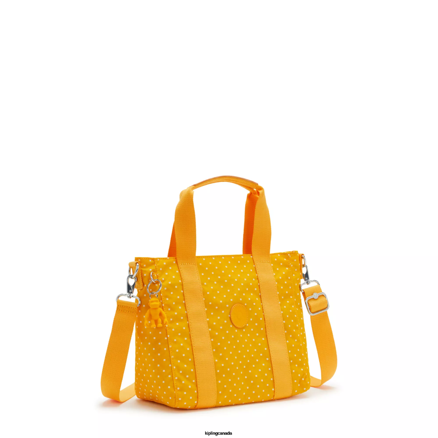 Women Tote Bags Kipling Soft Dot Yellow Asseni Mini Printed Tote Bag FHZD83