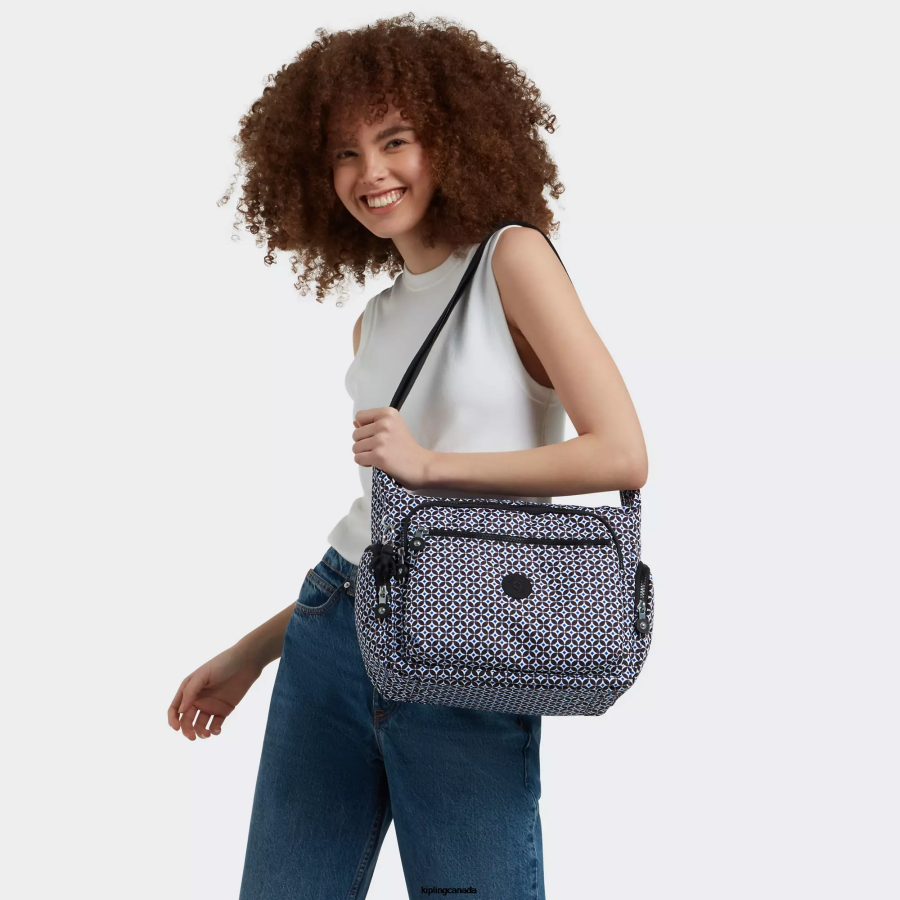 Women Crossbody Bags Kipling Blackish Tile Gabbie Printed Crossbody Bag FHZD142 - Image 4