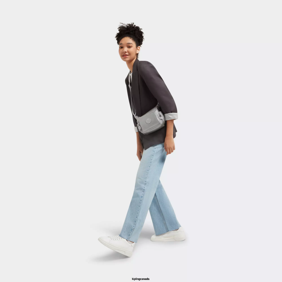Women Crossbody Bags Kipling Bright Metallic Gabbie Mini Metallic Crossbody Bag FHZD202 - Image 4
